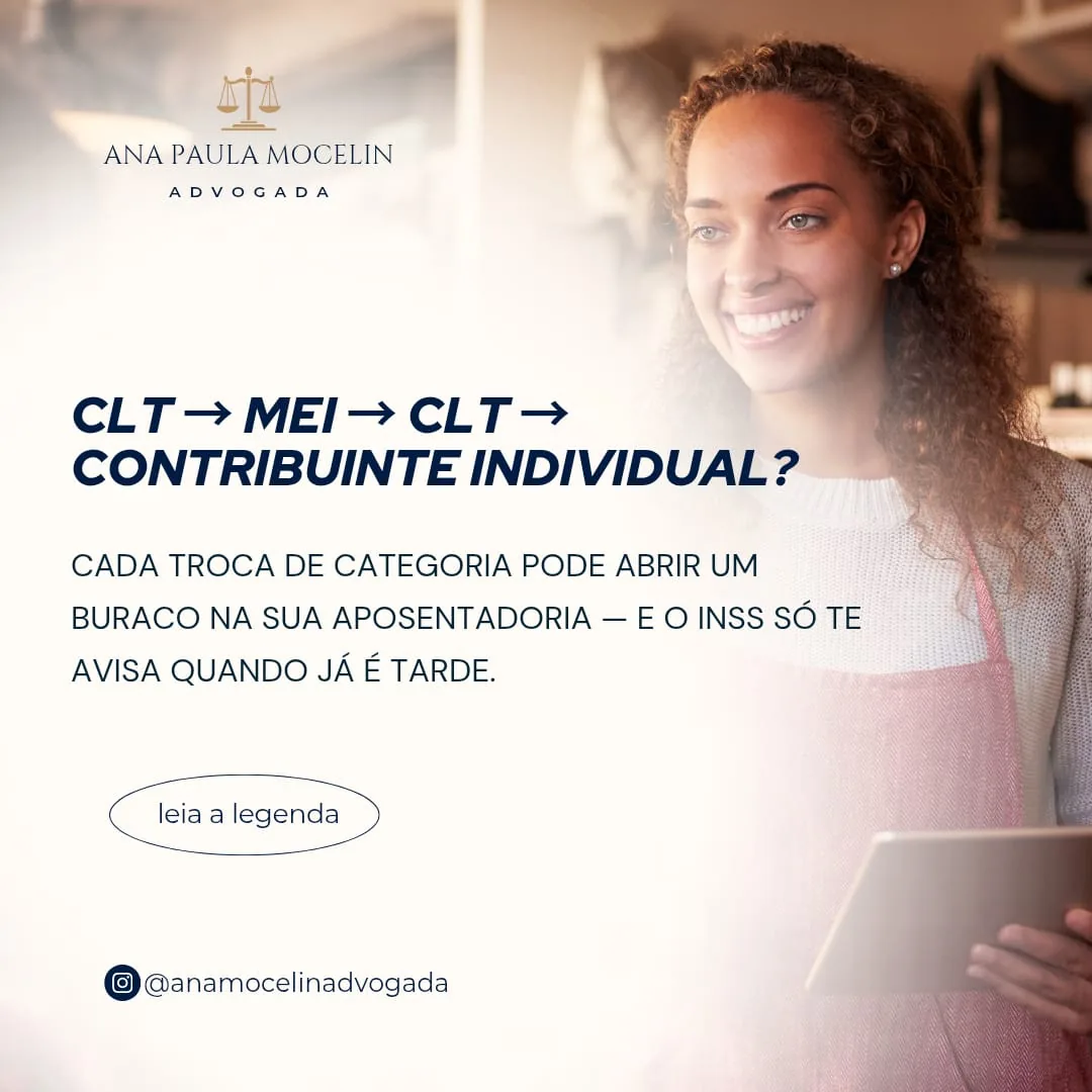 Advogada explicando planejamento previdenciário para quem já foi CLT, MEI e contribuinte individual